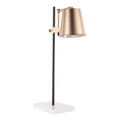 Metric Industrial Table Lamp in White Marble and Antique Brass by LumiSource
