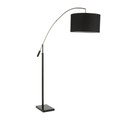 Milan Contemporary Floor Lamp in Black Marble and Black Linen Shade by LumiSource