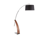 Robyn Mid-Century Modern Floor Lamp in Walnut Wood and Black Linen Shade by LumiSource