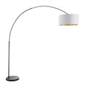 Salon Contemporary Floor Lamp with Black Base and White Shade with Gold Accent by LumiSource