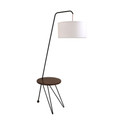 Stork Mid-Century Modern Floor Lamp with Walnut Wood Table Accent and White Shade by LumiSource