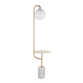 Symbol Contemporary/Glam Floor Lamp with Gold Metal Side Table and White Marble Base by LumiSource