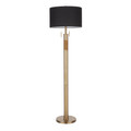 Trophy Industrial Floor Lamp in Antique Brass with Black Linen Shade by LumiSource