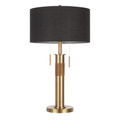 Trophy Industrial Table Lamp in Antique Brass with Black Linen Shade by LumiSource