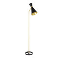 Tux Contemporary-Glam Floor Lamp in Black and Gold Metal with Black Metal Shade by LumiSource