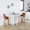 Ariana counter stool in Walnut Wood, Beige Fabric, Black Metal, featuring swivel and upholstered seat