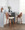 Ariana counter stool in Walnut Wood, Beige Fabric, Black Metal, featuring swivel and upholstered seat
