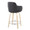 Boyne counter stool in Natural Wood, Black PU, Chrome Metal, back and side view, featuring swivel and wood frame