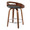 Cassis counter stool in Walnut Wood, Grey PU, Chrome Metal, back and side view, featuring swivel and wood frame