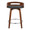 Cassis counter stool in Walnut Wood, Grey PU, Chrome Metal, back view, featuring swivel and wood frame