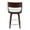 Cecina counter stool in Mahogany Wood, White PU, Chrome, back view, featuring swivel and wood frame