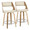 Cecina 24" Mid-Century Modern Fixed-Height Counter Stool with Swivel in Zebra Wood and Cream Faux Leather with Round Chrome Footrest- Set of 2 — pair view