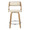 Cecina 24" Mid-Century Modern Fixed-Height Counter Stool with Swivel in Zebra Wood and Cream Faux Leather with Round Chrome Footrest- Set of 2 — front view