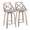 Charlotte counter stool in Light Grey Wood, Chrome Metal, Grey Fabric, coordinated set view, featuring swivel and upholstered seat