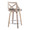 Charlotte counter stool in Light Grey Wood, Grey PU, Chrome Metal, back and side view, featuring swivel and upholstered seat