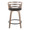 Cosini 24" Mid-Century Modern Fixed-Height Counter Stool with Swivel in Light Grey Wood and Black Faux Leather with Round Black Metal Footrest- Set of 2 — front view