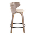 Cosi counter stool in Light Grey Wood, Black Metal, Cream PU, side view, featuring swivel and wood frame