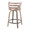 Cosini 24" Mid-Century Modern Fixed-Height Counter Stool with Swivel in Light Grey Wood and Cream Faux Leather with Round Black Metal Footrest- Set of 2 — rear three-quarter view