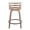 Cosini 24" Mid-Century Modern Fixed-Height Counter Stool with Swivel in Light Grey Wood and Cream Faux Leather with Round Black Metal Footrest- Set of 2 — back view