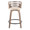 Cosini 24" Mid-Century Modern Fixed-Height Counter Stool with Swivel in Light Grey Wood and Cream Faux Leather with Round Black Metal Footrest- Set of 2 — front view