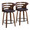 Cosi counter stool in Walnut Wood, Brown PU, Black Metal, coordinated set view, featuring swivel and wood frame