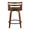 Cosi counter stool in Walnut Wood, Brown PU, Black Metal, back view, featuring swivel and wood frame