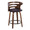 Cosini 24" Mid-Century Modern Fixed-Height Counter Stool with Swivel in Walnut Wood and Brown Faux Leather with Round Black Metal Footrest- Set of 2 — product view
