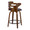 Cosini 24" Mid-Century Modern Fixed-Height Counter Stool with Swivel in Walnut Wood and Brown Faux Leather with Round Black Metal Footrest- Set of 2 — rear three-quarter view