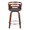Cosini 24" Mid-Century Modern Fixed-Height Counter Stool with Swivel in Walnut Wood and Brown Faux Leather with Round Chrome Metal Footrest- Set of 2 — front view