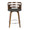Cosi counter stool in Walnut Wood, Charcoal Fabric, Chrome, front view, featuring swivel