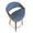 Curvo counter stool in Walnut Wood, Blue Fabric, Chrome, top view, featuring swivel and wood frame