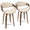 Curvo counter stool in Walnut Wood, Cream Fabric, Chrome, coordinated set view, featuring swivel and wood frame