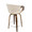 Curvo counter stool in Walnut Wood, Cream Fabric, Chrome, back and side view, featuring swivel and wood frame