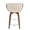 Curvo counter stool in Walnut Wood, Cream Fabric, Chrome, back view, featuring swivel and wood frame