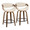 Curvini 24" Mid-Century Modern Fixed-Height Counter Stool with Swivel in Walnut Wood and Cream Fabric with Round Black Metal Footrest- Set of 2 — pair view