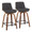 Corazza 24" Mid-Century Modern Fixed-Height Counter Stool with Swivel in Walnut Wood and Charcoal Fabric with Square Black Metal Footrest- Set of 2 — pair view