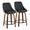 Diana 24" Contemporary Fixed-Height Counter Stool with Swivel in Walnut Wood and Black Faux Leather with Round Black Metal Footrest- Set of 2 — pair view