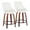 Diana 24" Contemporary Fixed-Height Counter Stool with Swivel in Walnut Wood and White Faux Leather with Round Black Metal Footrest- Set of 2 — pair view