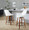 Diana 24" Contemporary Fixed-Height Counter Stool with Swivel in Walnut Wood and White Faux Leather with Round Black Metal Footrest- Set of 2 — lifestyle photo 1