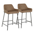Daniella Industrial Counter Stool in Black Metal and Espresso Faux Leather- Set of 2 — pair view