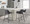 Daniella counter stool in Black Metal, Charcoal Fabric, featuring fabric design
