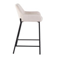 Daniella counter stool in Black Metal, Cream Fabric, side view, featuring fabric design