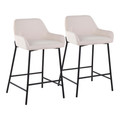 Daniella Industrial Fixed-Height Counter Stool in Black Metal and Cream Fabric- Set of 2 — pair view