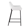 Daniella counter stool in Black Metal, White PU, side view, featuring faux leather design and leather design