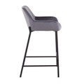 Daniella counter stool in Black Metal, Silver Velvet, side view, featuring velvet design