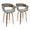 Elisa counter stool in Walnut Wood, Grey Noise Fabric, Chrome, coordinated set view, featuring upholstered seat and wood frame