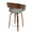 Elisa counter stool in Walnut Wood, Grey Noise Fabric, Chrome, back and side view, featuring upholstered seat and wood frame