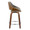 Fabrizzi counter stool in Walnut Wood, Chrome Metal, Grey Noise Fabric, side view, featuring swivel and upholstered seat