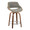 Fabrizzi counter stool in Walnut Wood, Chrome Metal, Grey Noise Fabric, product view, featuring swivel and upholstered seat