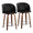 Fran 24" Mid-Century Modern Fixed-Height Counter Stool with Swivel in Walnut Wood and Black Faux Leather with Round Chrome Metal Footrest- Set of 2 — pair view